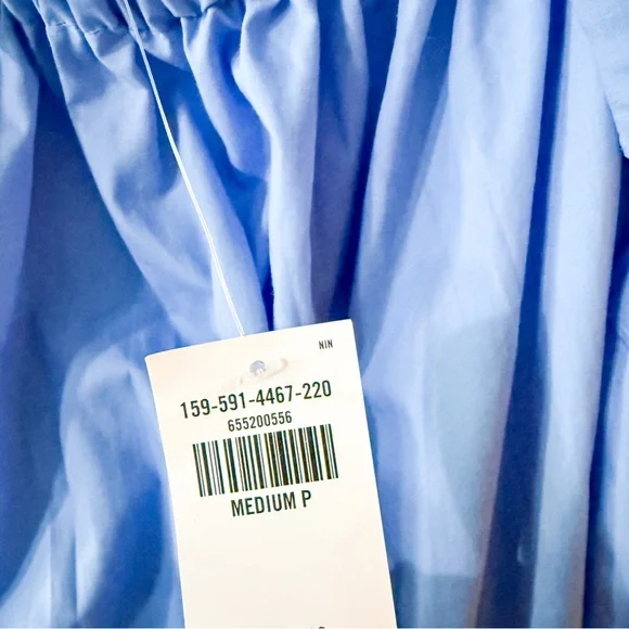 Abercrombie & Fitch Angel Sleeve Twist Front Midi Dress Blue Size Medium Petite - Picture 9 of 11